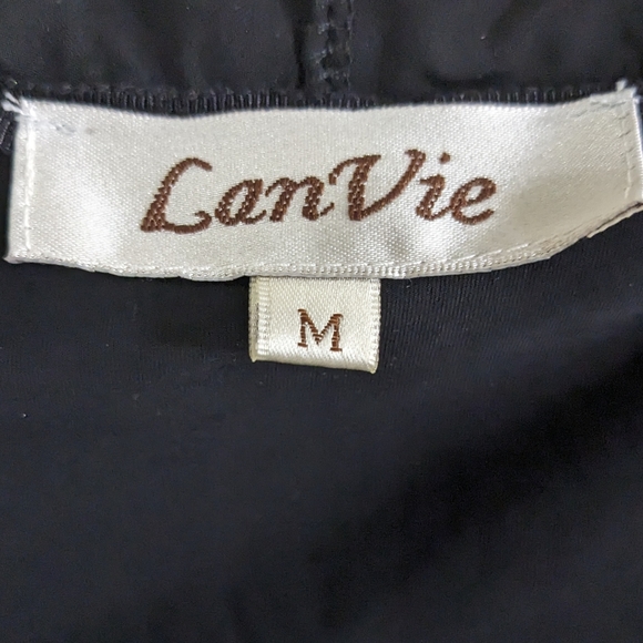 Lan Vie black and gray polka dot stretchy jacket with corset back - Picture 4 of 8